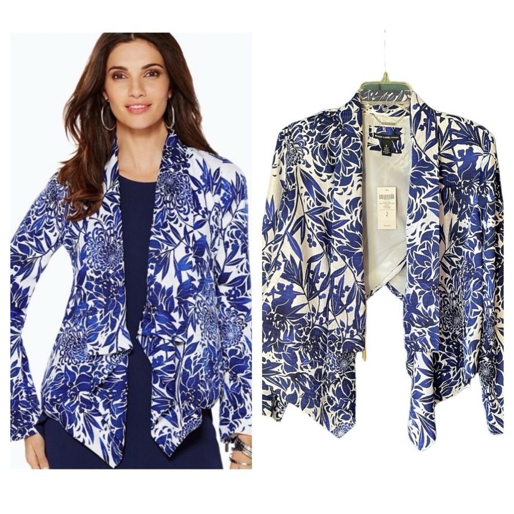 NWT Chico’s Black Label Floral Crossover Blazer Jacket Sz Large
